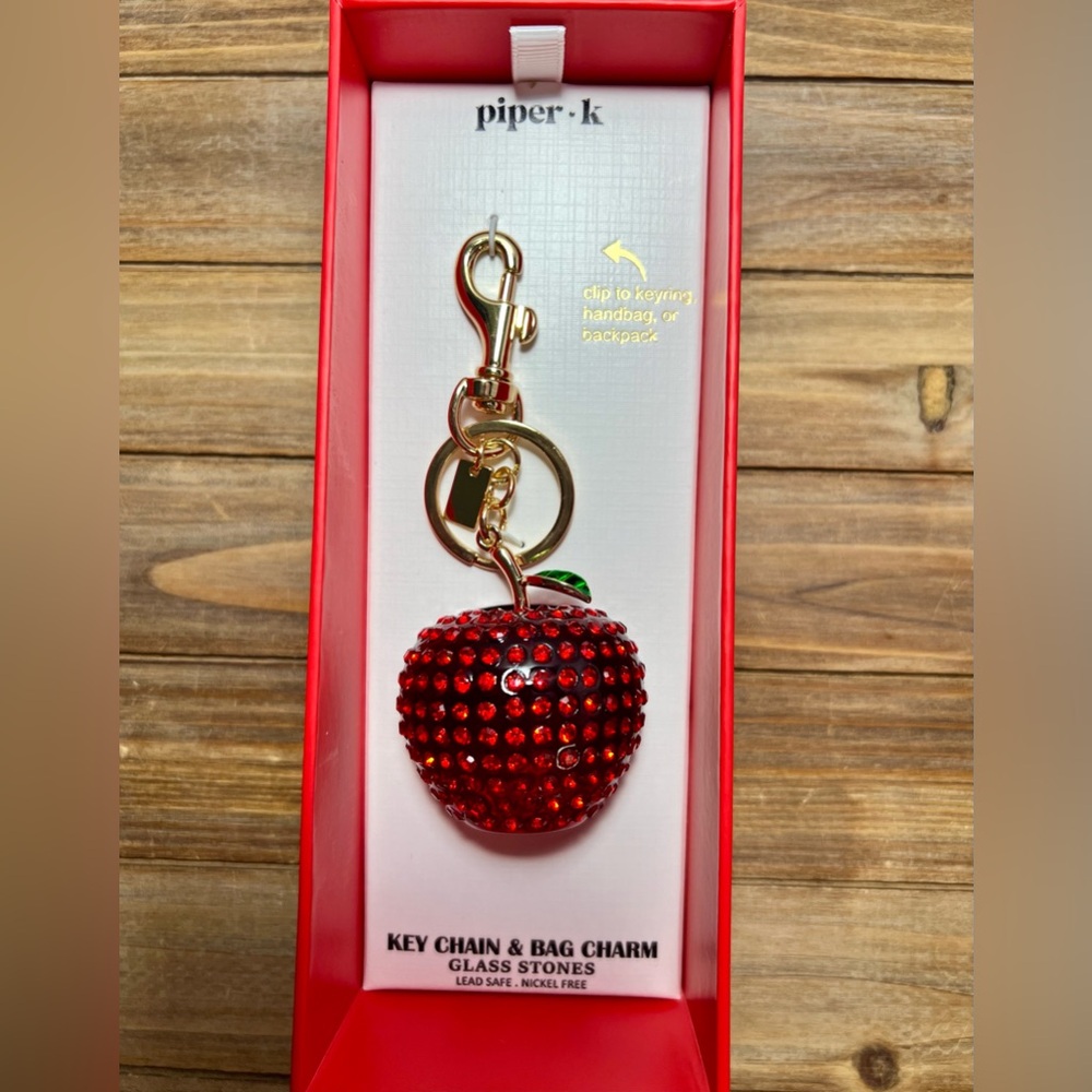 Piper K Red Apple Keychain Bag Charm